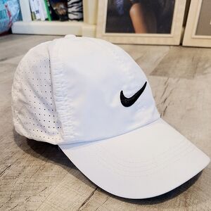 Nike Golf DriFit White Hat with Black Swoosh